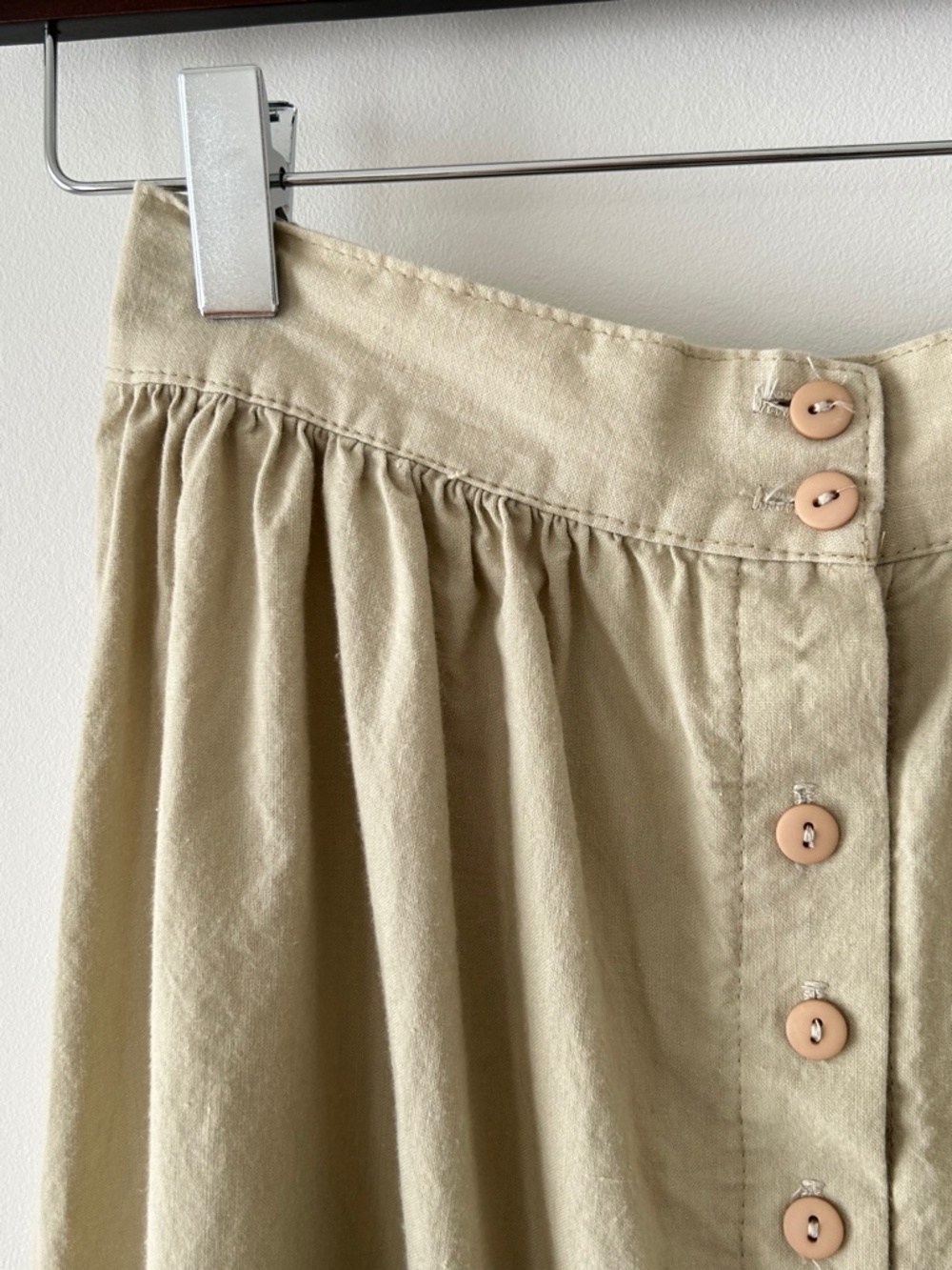 Vintage Byer California 100% Cotton Eyelet Lace Trim Button Midi Skirt - Picture 3 of 16